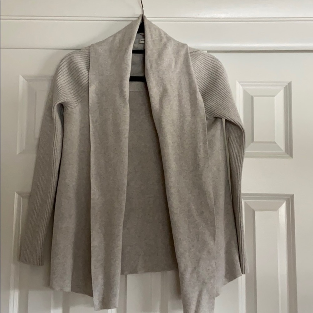 Open light gray sweater